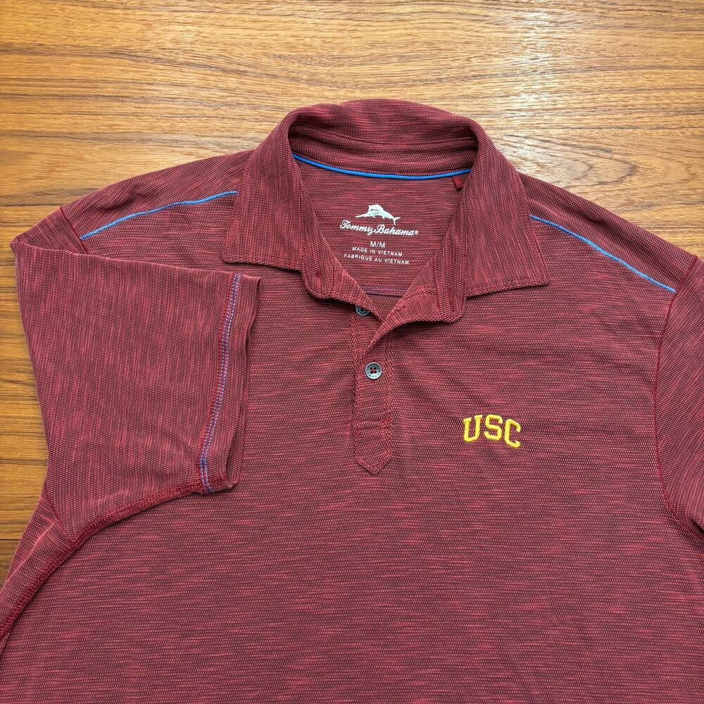 Tommy Bahama Men's Red USC Branded Short Sleeve Polo Shirt Size Medium